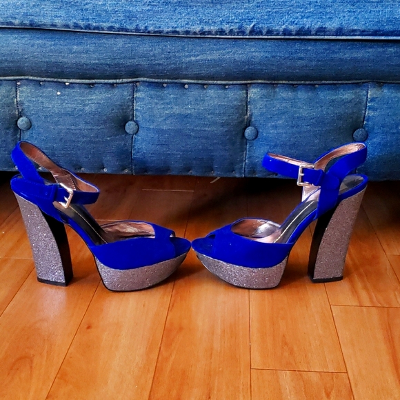Cobalt Blue Dolce Vita Platform Heels - Picture 3 of 4